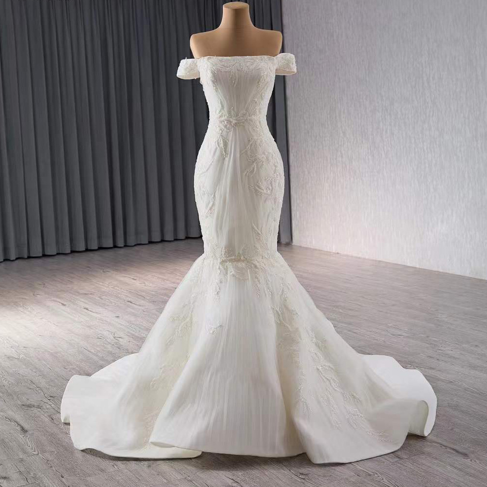 Embroidery Organza - Bruiloften Jurk Strapless Off Schouder Lace