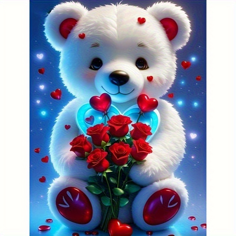 Embroidery Lovers - DIY Witte Teddybeer Diamant Schilderij, Schattige