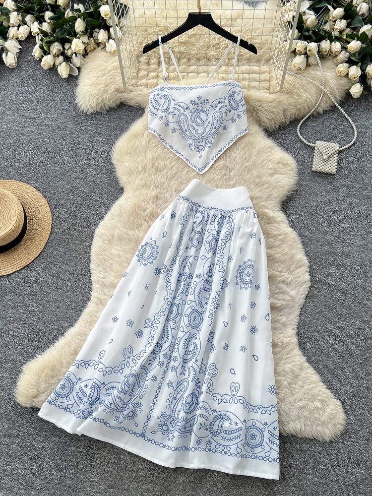 Embroidery In The Piece - Zomermode Dames Tweedelige Set Kokosbloem Borduurwerk