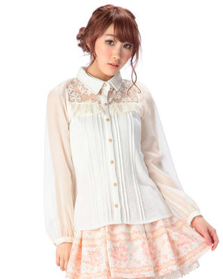 Embroidery Organza - Sales Japan Liz Lisa Chiffon Mouw