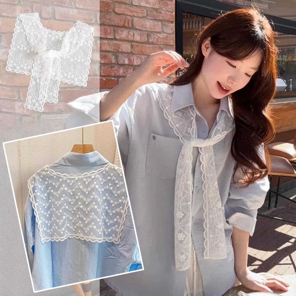 Embroidery Blouse - Franse kanten sjaal voor dames, elegant