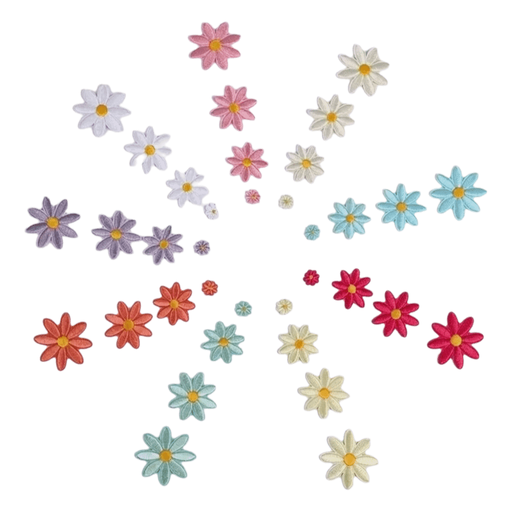 Embroidery Daisy Flower - 36 stuks bloemenpatroon madeliefjes patches DIY