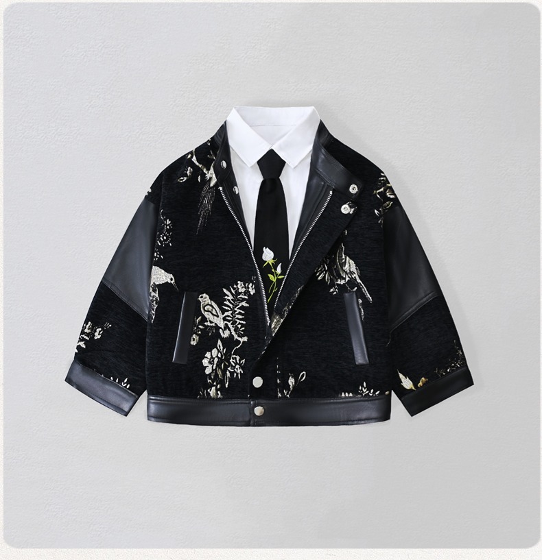 Embroidery Wedding - Gentleman Kids Borduren Motorfiets Pu Leren