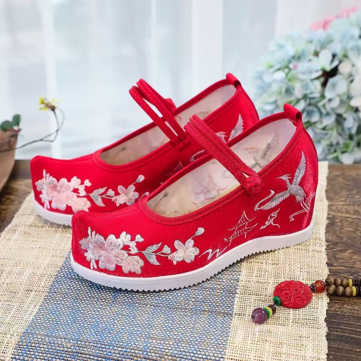 Embroidery Wedding - Vrouwen verhoogde interne geborduurde schoenen dikke