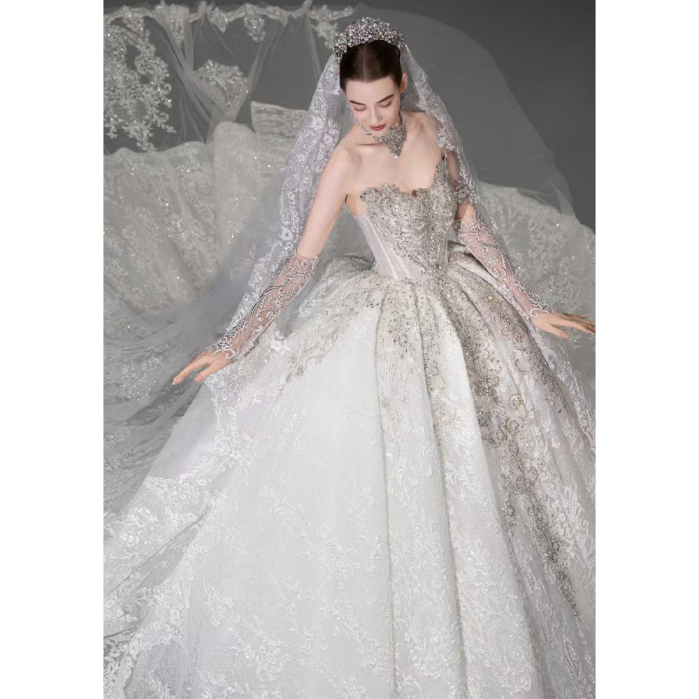 Embroidery Organza - Luxe off-shoulder bruidsjurk met sweetheart-halslijn 2026,