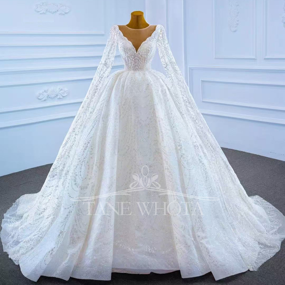 Embroidery Organza - Vestido Casamento 2025, O-hals, lange mouwen,