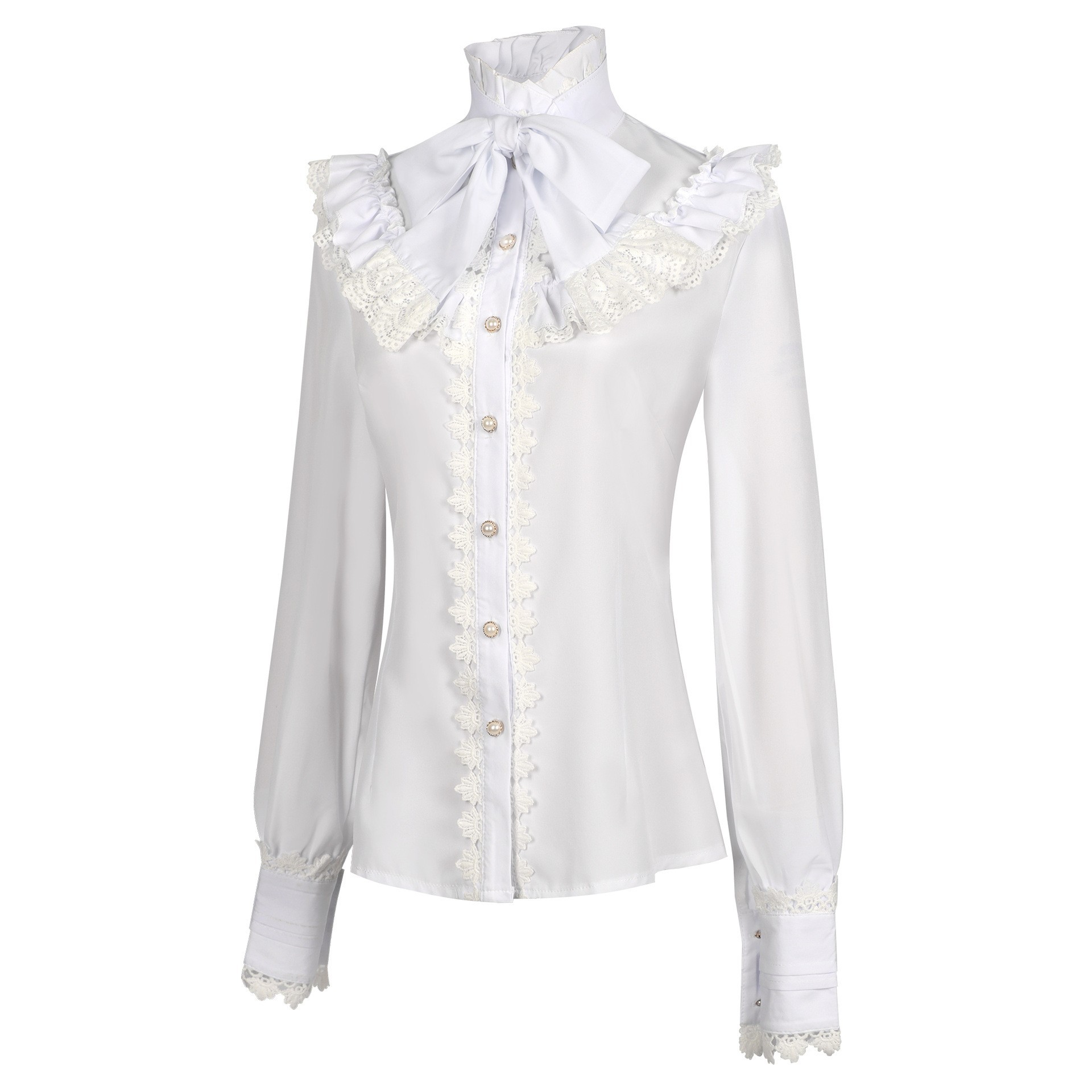 Embroidery Blouse - Nieuwe collectie dames victoriaans-gotisch overhemd, vintage
