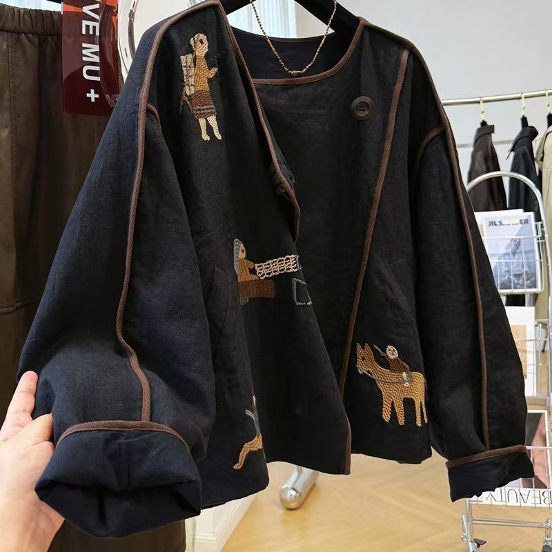 Embroidery Jacket - Zwaar geborduurde ronde hals trui voor