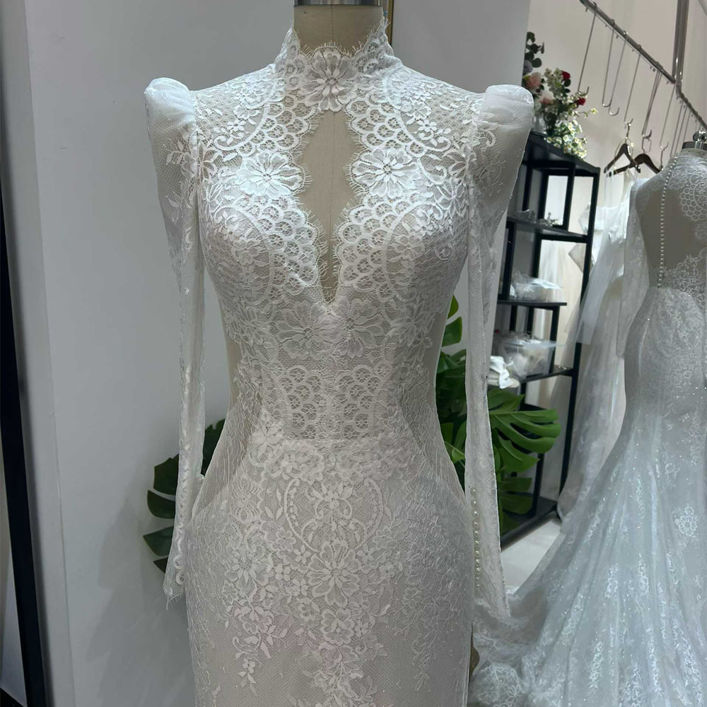 Bruidsjurk met lange mouwen, t - Embroidery Organza recensie en prijs
