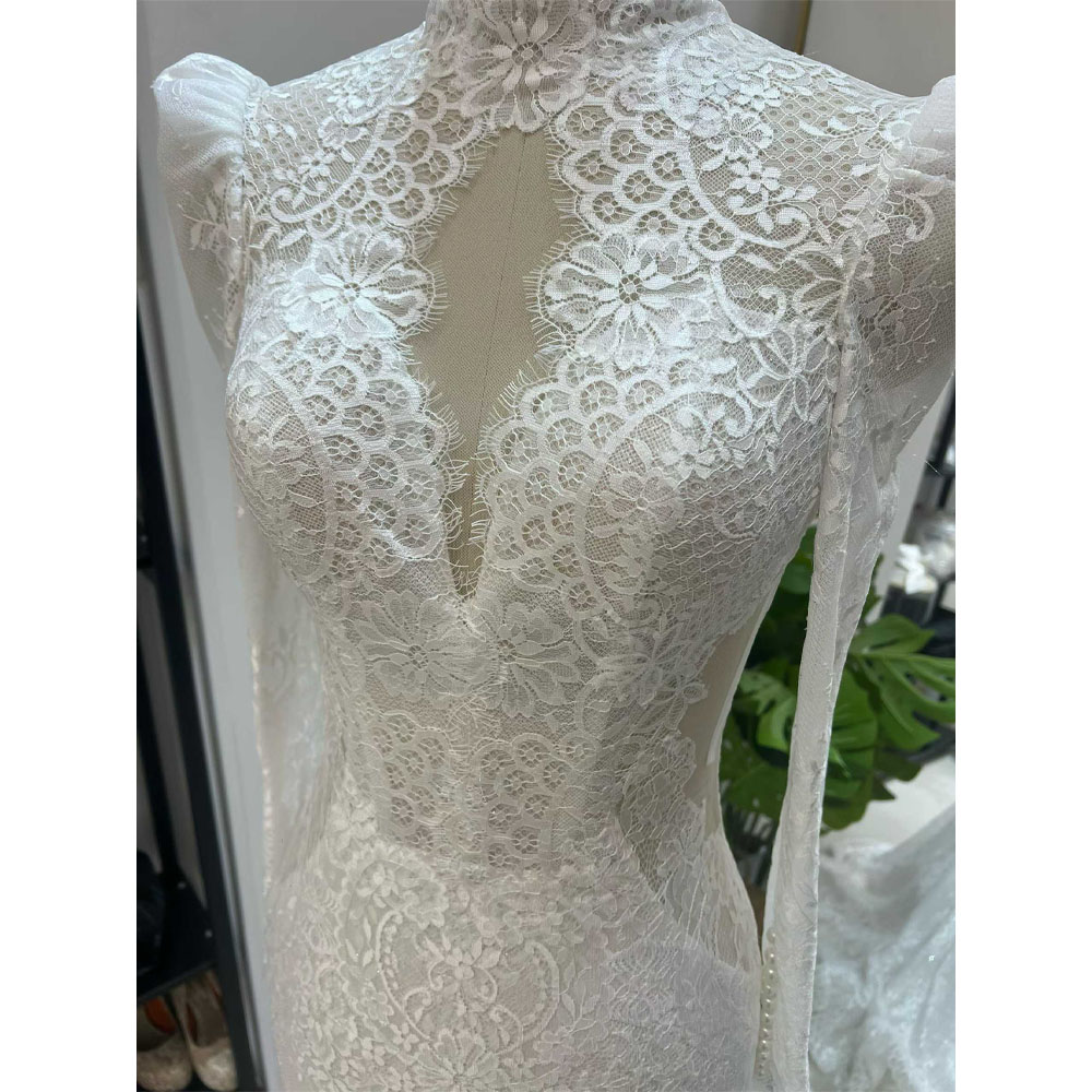 Bruidsjurk met lange mouwen, t - Embroidery Organza recensie en prijs