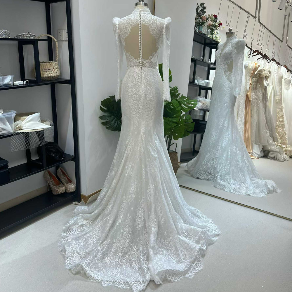 Bruidsjurk met lange mouwen, t - Embroidery Organza recensie en prijs