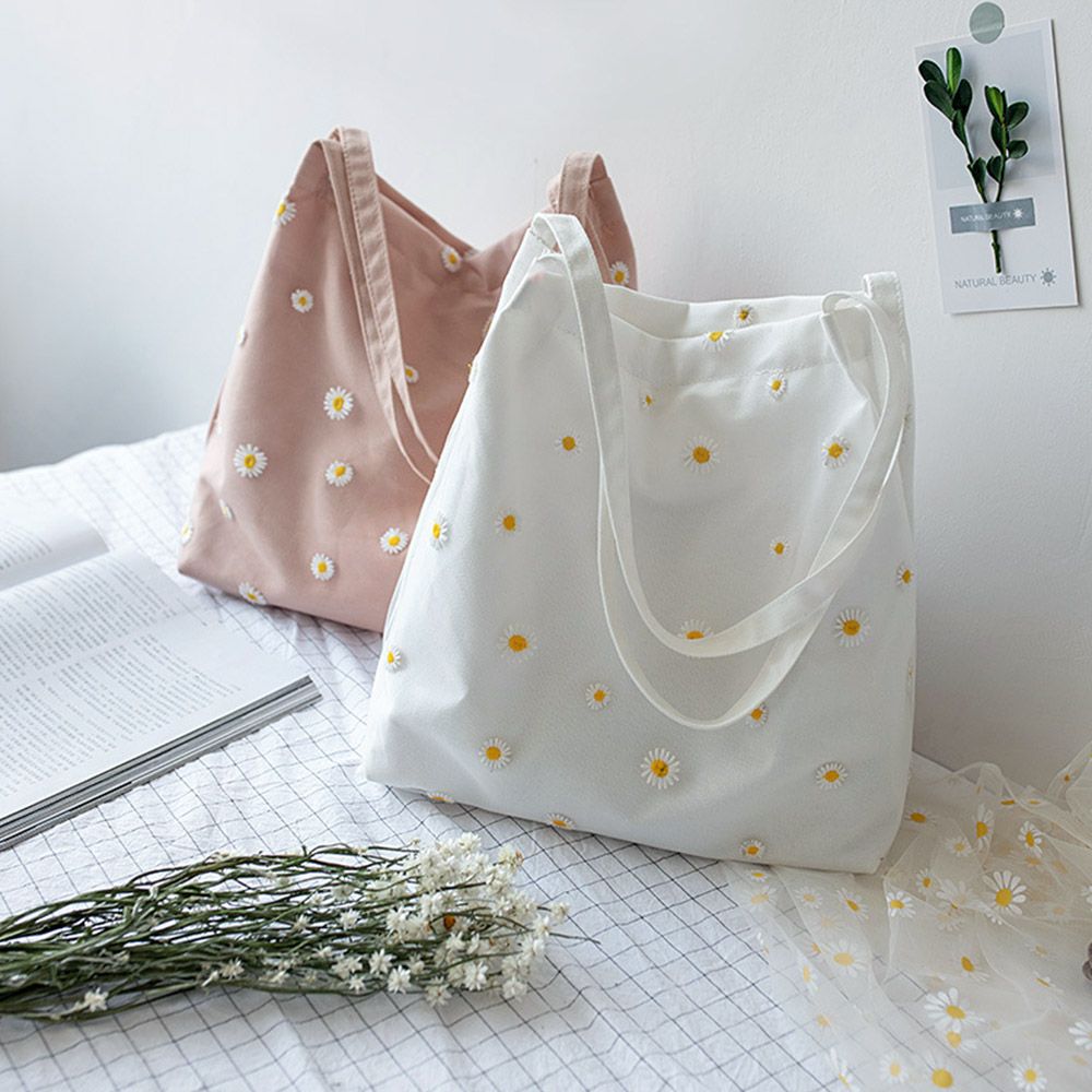 Vrouwen Canvas Tassen Meisjes  - Embroidery Daisy Flower recensie en prijs