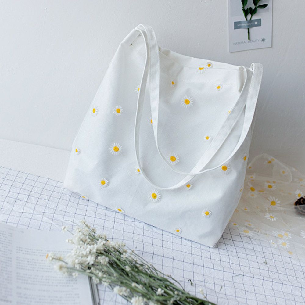 Vrouwen Canvas Tassen Meisjes  - Embroidery Daisy Flower recensie en prijs