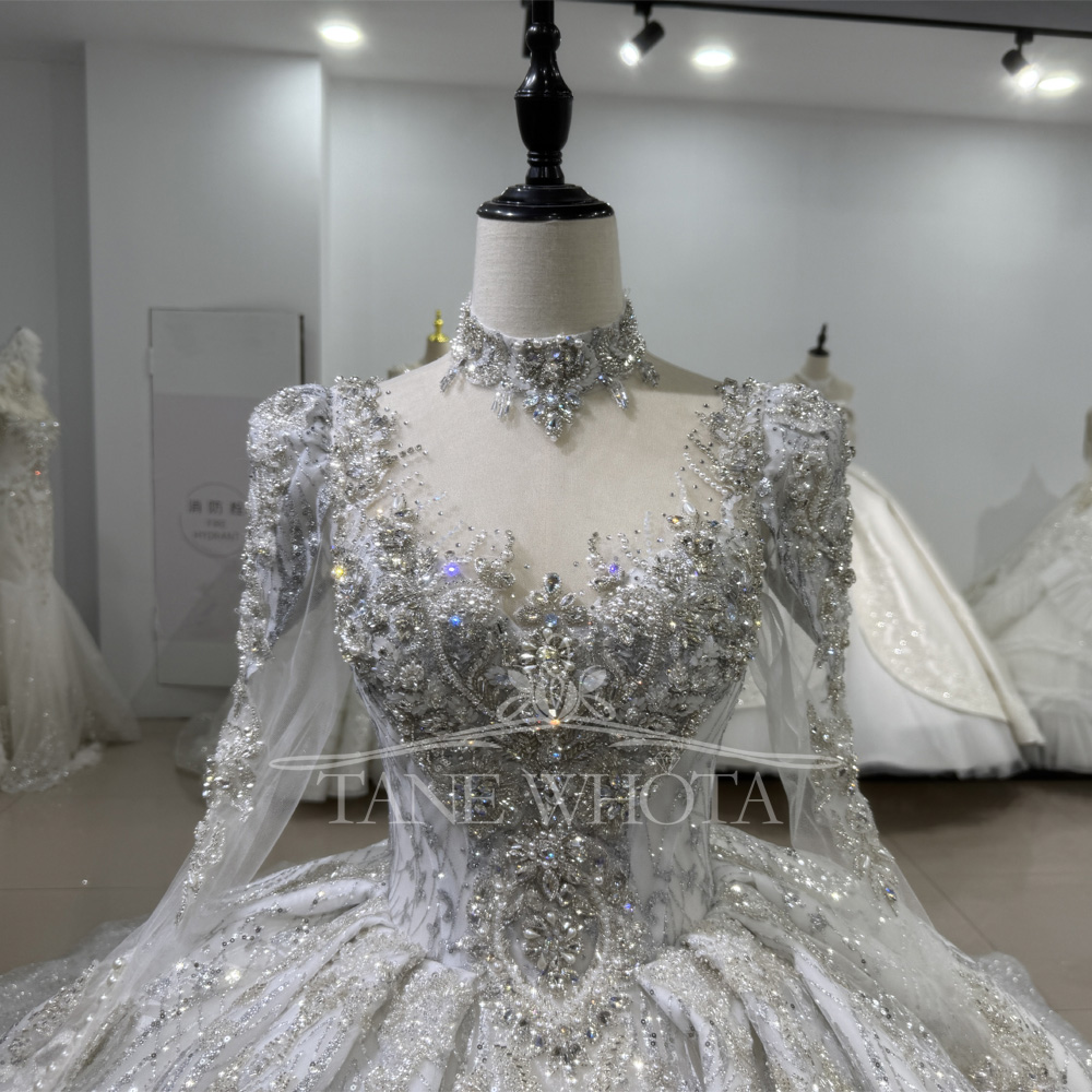 Elegante bruidsjurken met lang - Embroidery Organza recensie en prijs