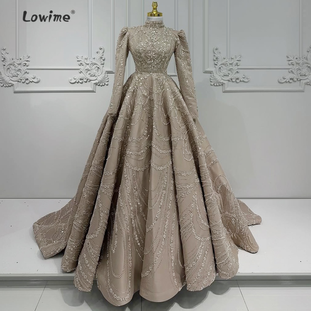 Retro lichtbruine moslim avond - Embroidery Organza recensie en prijs