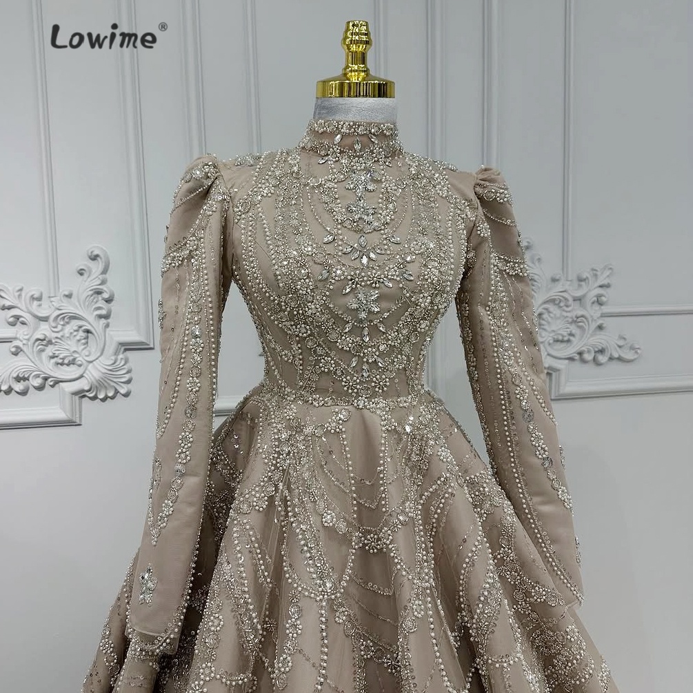 Retro lichtbruine moslim avond - Embroidery Organza recensie en prijs