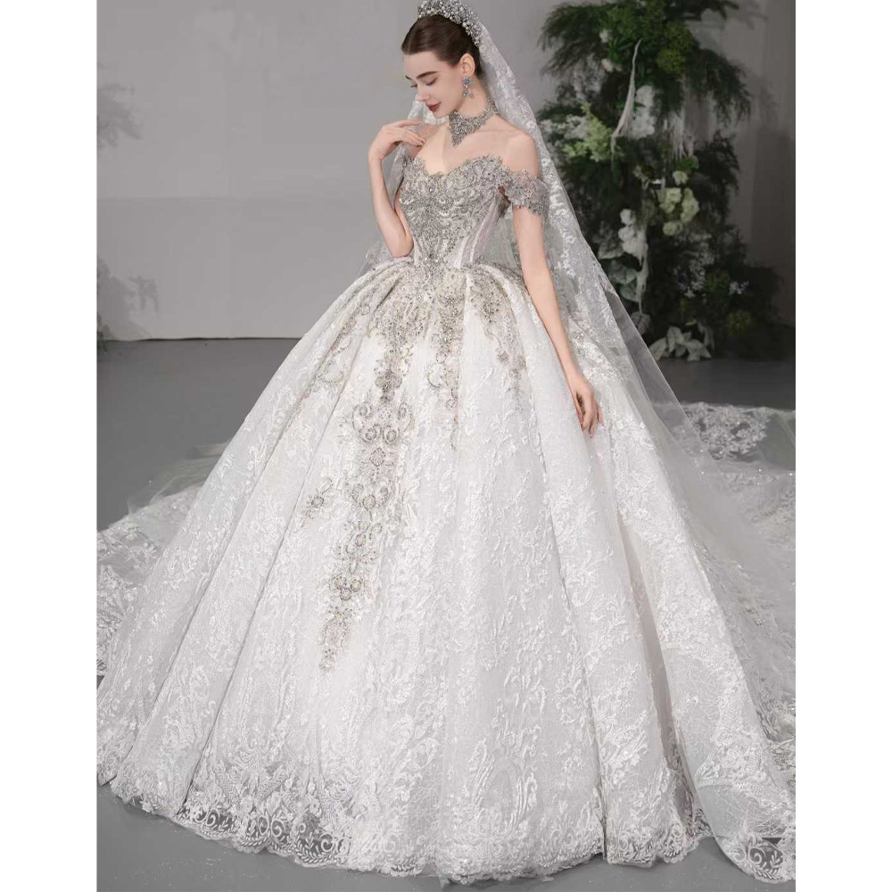 Luxe off-shoulder bruidsjurk m - Embroidery Organza recensie en prijs
