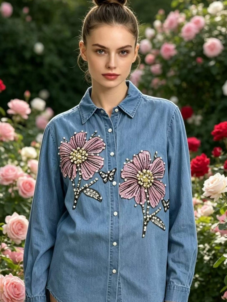 Dames Denim Borduurwerk Blouse - Embroidery Blouse recensie en prijs