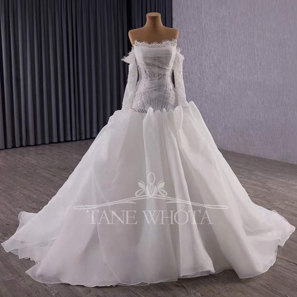 vestidos novias boda strapless - Embroidery Organza recensie en prijs