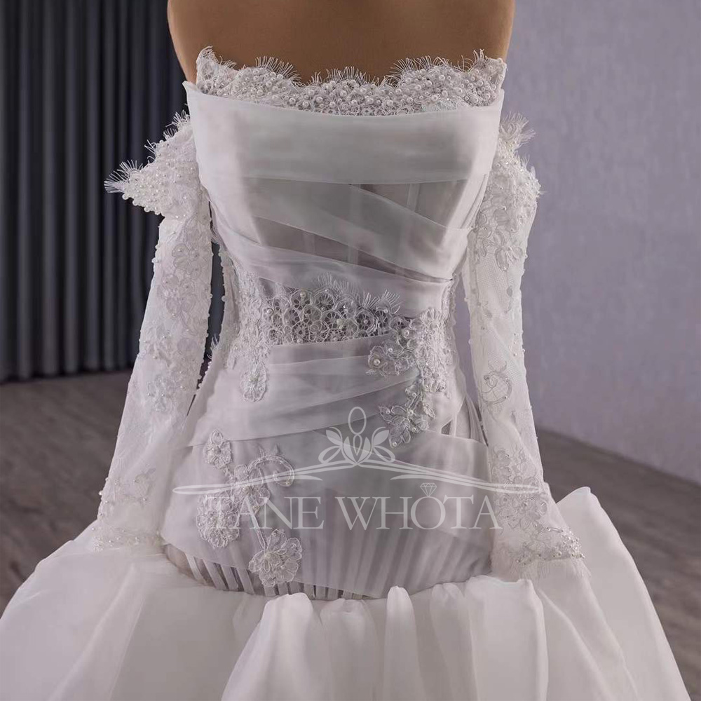vestidos novias boda strapless - Embroidery Organza recensie en prijs