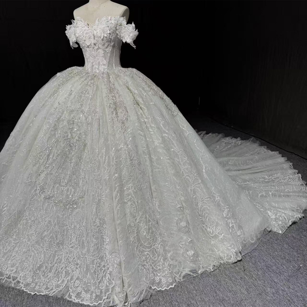 Aanpasbare bruidsjurk met swee - Embroidery Organza recensie en prijs