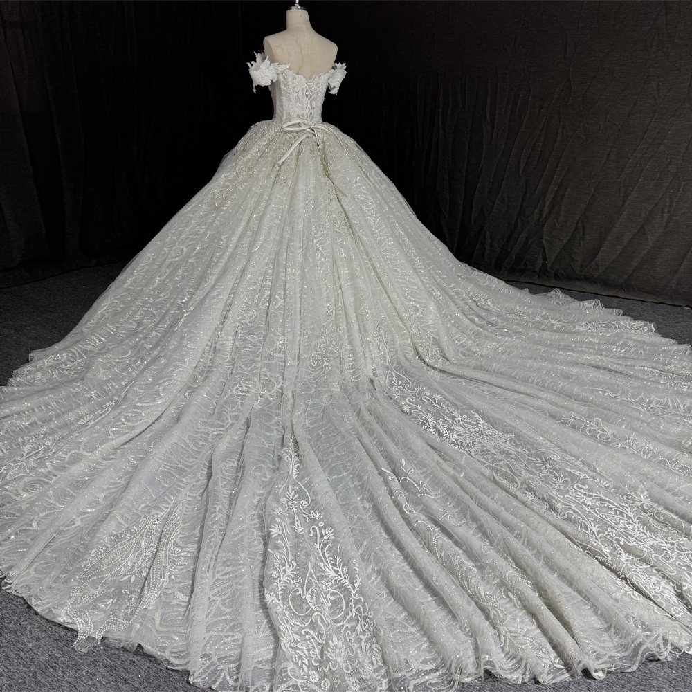 Aanpasbare bruidsjurk met swee - Embroidery Organza recensie en prijs