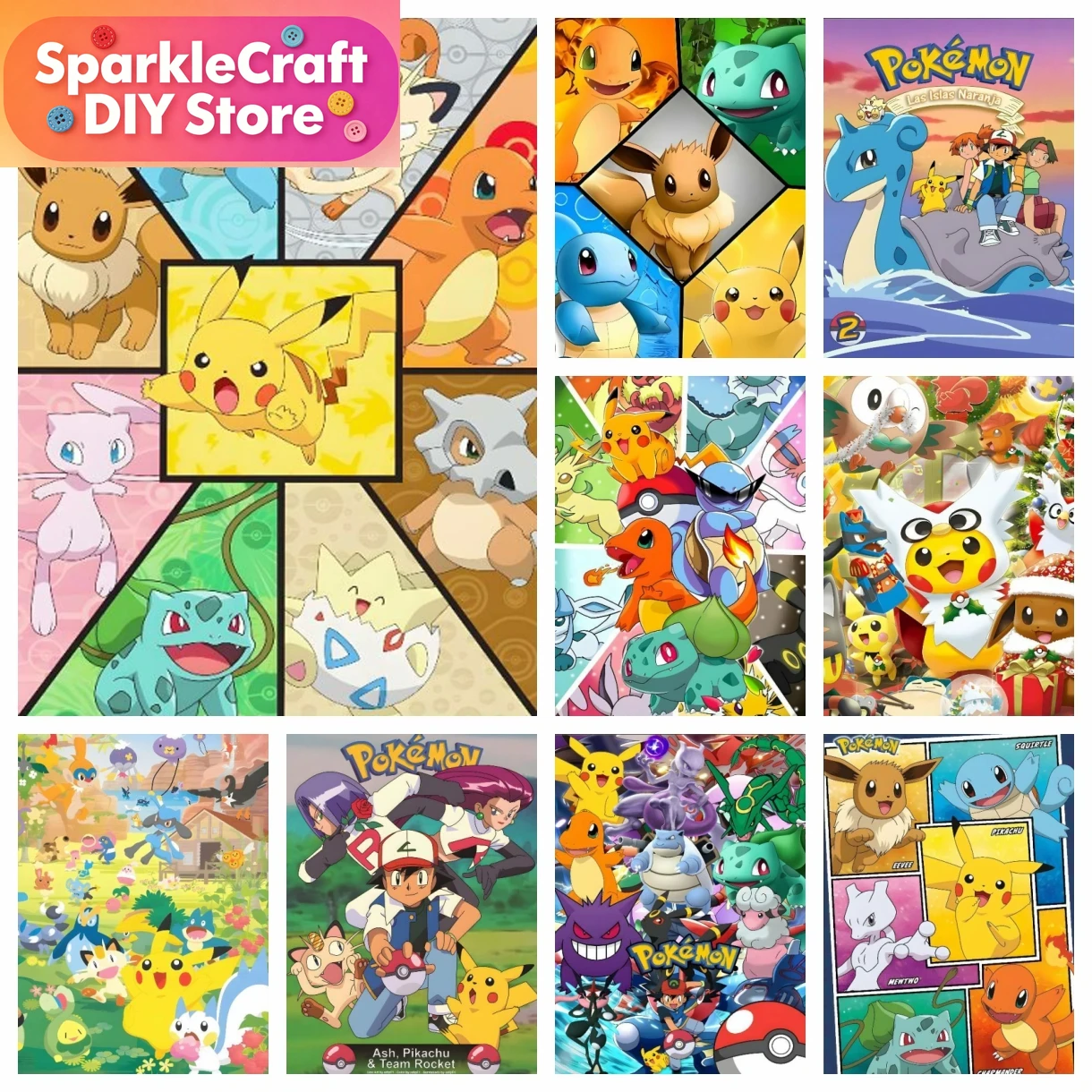 1pc frameloze Cartoon Pokemon  - Embroidery Artwork recensie en prijs