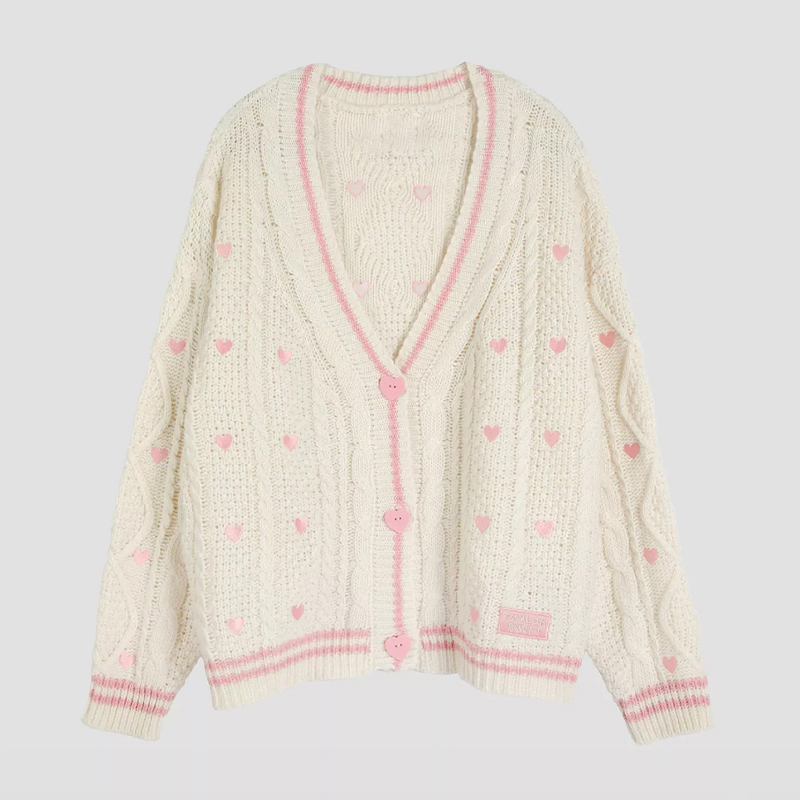 Lover Cardigan met roze hartvo - Embroidery Lovers recensie en prijs