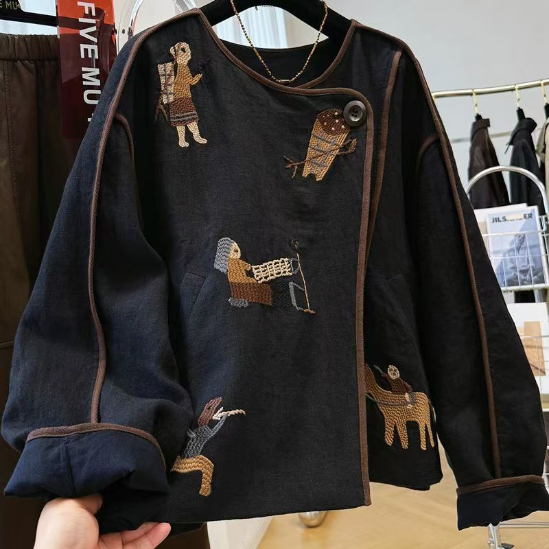 Zwaar geborduurde ronde hals t - Embroidery Jacket recensie en prijs